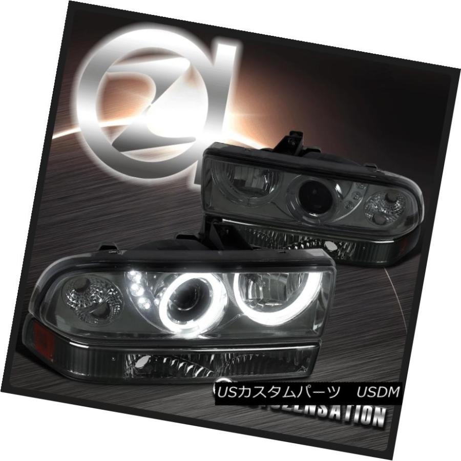 ヘッドライト シボレー98-04 S10 Blazer Smoke SMD LEDハロープロジェクターヘッドライト+ Amb  </ wbr