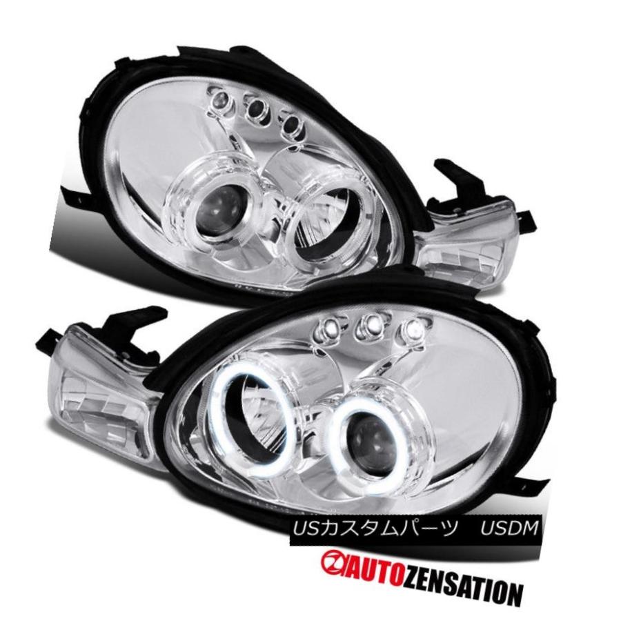 ヘッドライト 00-02 Dodge Neon Chrome LED DRLハロープロジェクターヘッドライトパーク信号 00-02 Dodge Neo