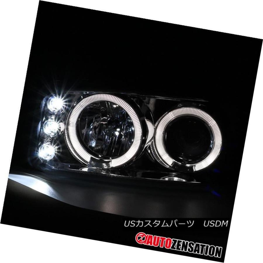 ヘッドライト 00-06 GMC Sierra / Yukon DenaliクロームLEDハロープロジェクターヘッドライト 00-06 GMC Sieの画像