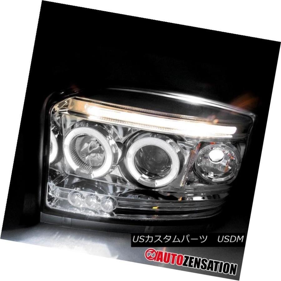 ヘッドライト 05-07ダッジダコタクロームクリアハローLED DRLプロジェクターヘッドライト 05-07 Dodge Dakota Chromeの画像