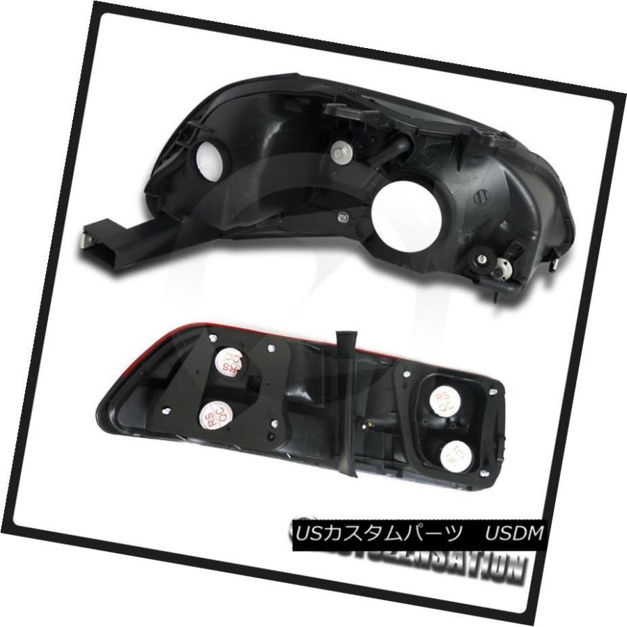 ヘッドライト ホンダ96-98シビック2dr JDMクリスタルブラックヘッドライト+レッド煙テールランプ用 For Honda 96-98 Civicの画像