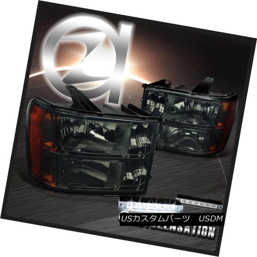 ヘッドライト 07-13 Sierra 1500 2500 3500HDデナリハイブリッドスモークヘッドライト+ 6-L