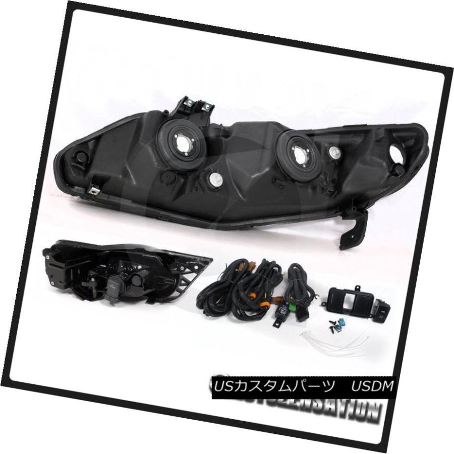 ヘッドライト フィット09-11ホンダシビック4drブラッククリスタルヘッドライト+ Cle   arフォグランプキット Fiの画像