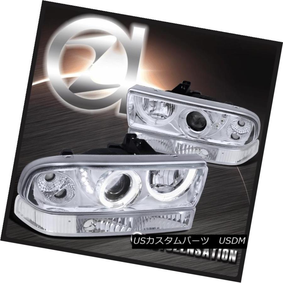 ヘッドライト 98-04 Chevy S10 BlazerクロムSMD LED DRLハロープロジェクターヘッドライト+ Bum  </ w