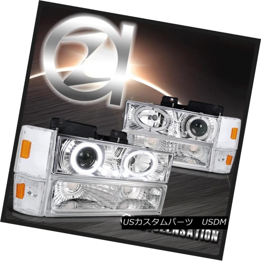 ヘッドライト 88-93 Chevy / GMC C / K C10クロームハロープロジェクターヘッドライト+ Bum   /