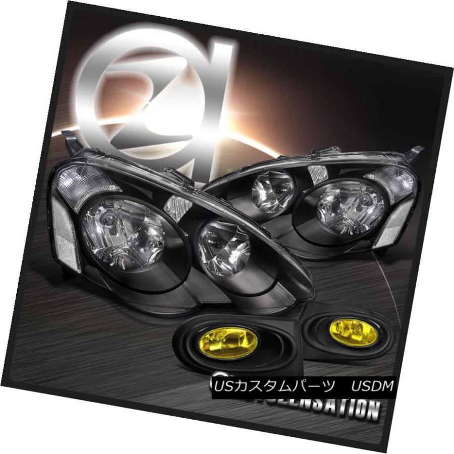 前照灯 2002-2004アキュラRSX DC5黒いこと前照灯+黄色 低フォグバンパーランプ 2002-200 自動車-その他ライト-ライト、レンズ