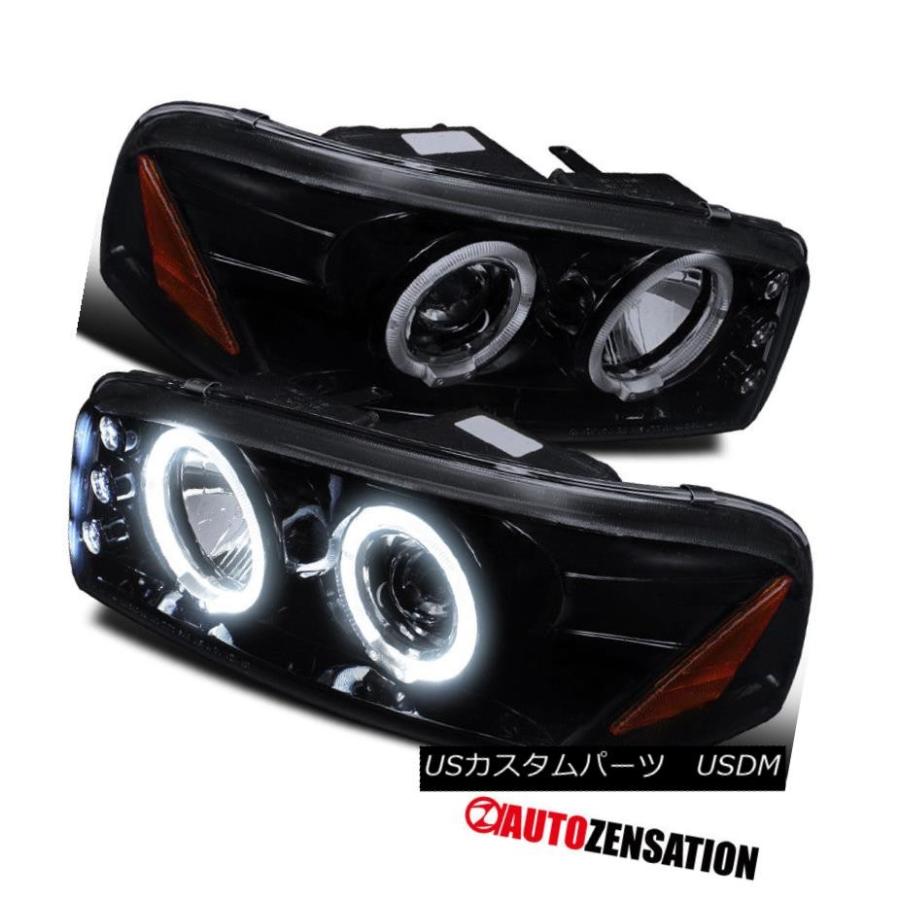 ヘッドライト 00-06 GMC Sierra Yukonデナリ光沢ブラックハローLED DRLプロジェクターヘッドライト 00-06 GMC Sie