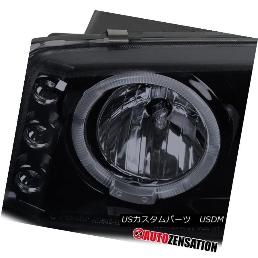 ヘッドライト 00-06 GMC Sierra Yukonデナリ光沢ブラックハローLED DRLプロジェクターヘッドライト 00-06 GMC Sieの画像