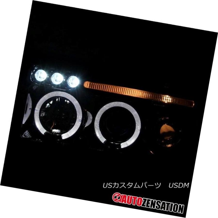 ヘッドライト 1994-2001 Dodge Ram Glossy黒色LED DRLハロープロジェクターヘッドライトドライビングランプ 1994-20の画像