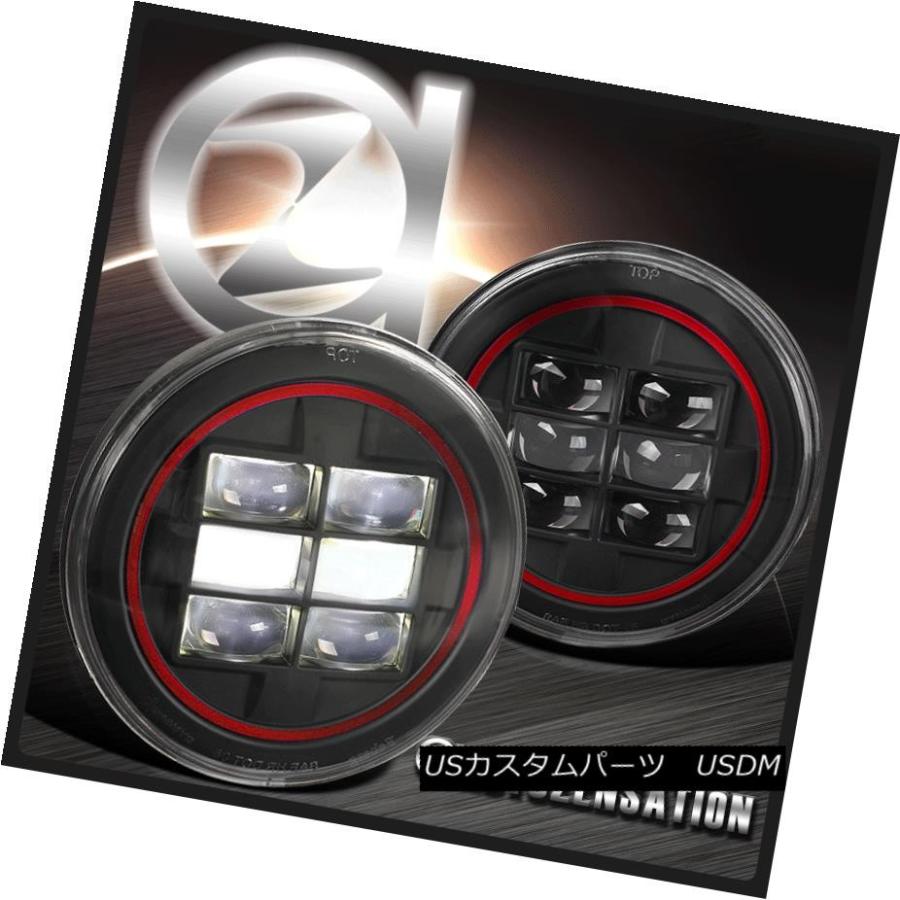 ヘッドライト 7 \"ラウンドジープオートバイクリーLEDブラッククリアプロジェクターヘッドライト+レッドリム2PC 7\" Round Jeep Mot