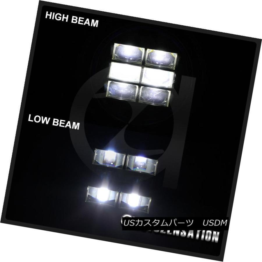 ヘッドライト 7 \"ラウンドジープオートバイクリーLEDブラッククリアプロジェクターヘッドライト+レッドリム2PC 7\" Round Jeep Motの画像