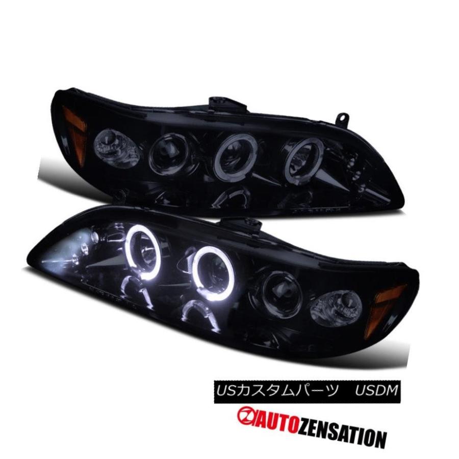 ヘッドライト フィット98-02ホンダアコード2 / 4Dr [光沢ブラック] LED DRLハロープロジェクターヘッドライト Fit 98-02 H