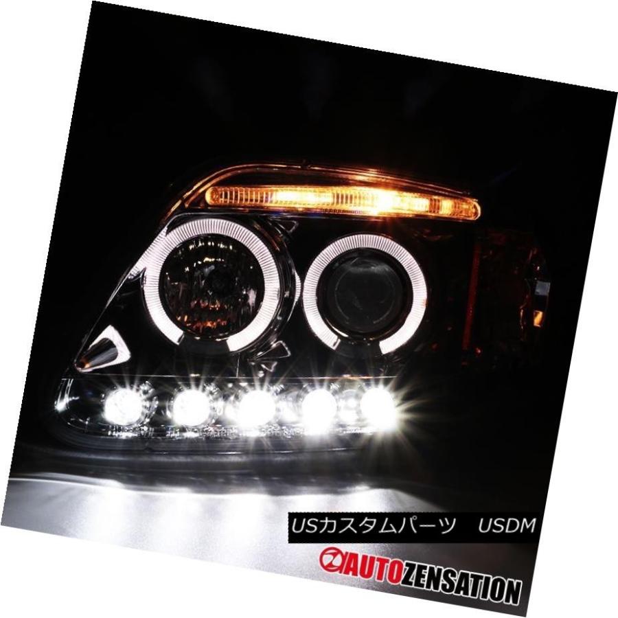 ヘッドライト 97-03 F150 / 97-03遠征クロームLED DRLハロープロジェクターヘッドライト 97-03 F150/ 97-03 Exの画像