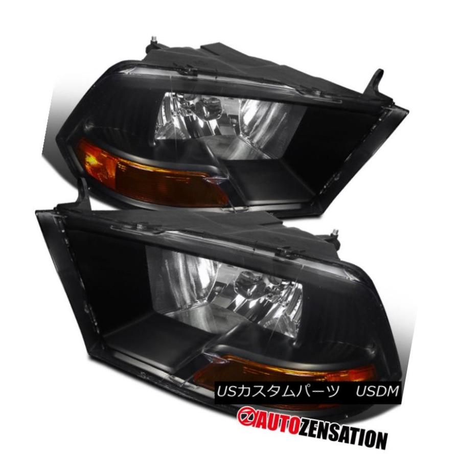ヘッドライト 09-17 Dodge Ram 1500/2500/3500すべてのモデルブラッククリスタルヘッドライトRH LH 09-17 Dodg
