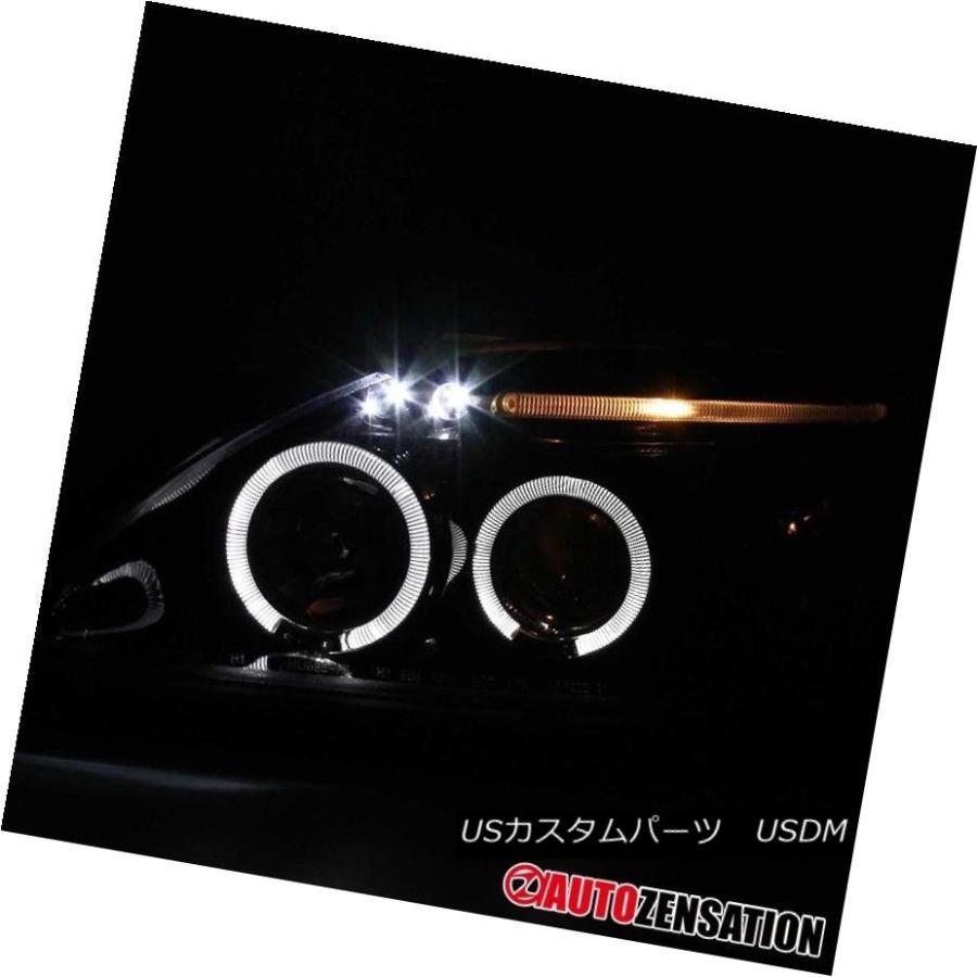 ヘッドライト フィット99-00ホンダシビック[光沢のある黒] LED DRLハロープロジェクターヘッドライト Fit 99-00 Honda Civの画像