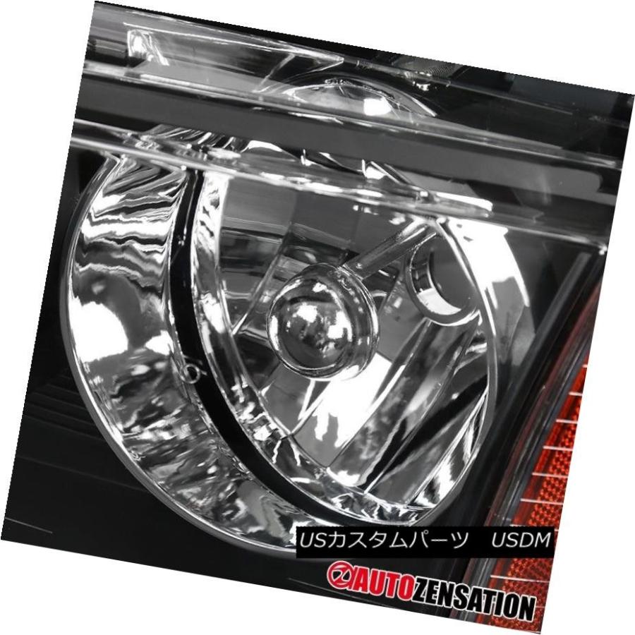 ヘッドライト 06-10ダッジチャージャブラッククリアヘッドライト+オレンジランプ/アンバー反射鏡ペア 06-10 Dodge Charger Blaの画像
