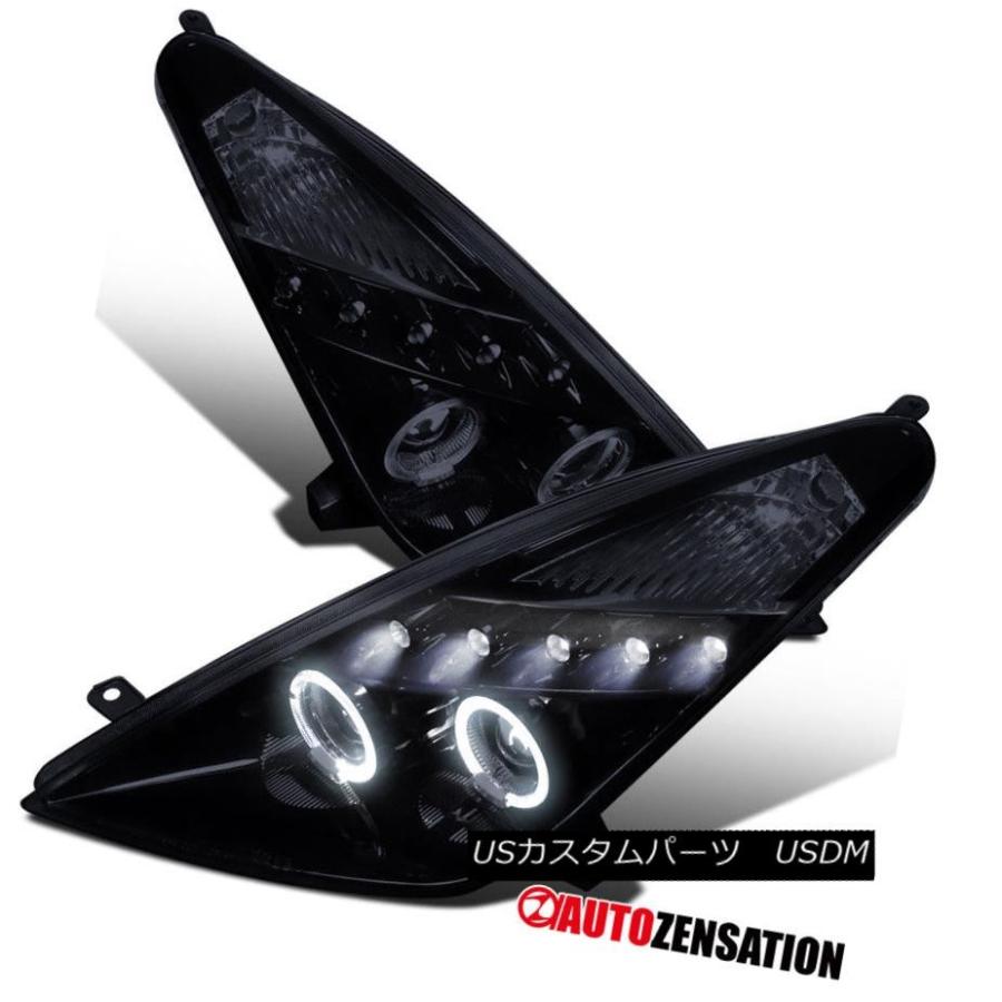 ヘッドライト 00-05用トヨタセリカ光沢ブラックデュアルハローLEDプロジェクターヘッドライト For 00-05 Toyota Celica Gl