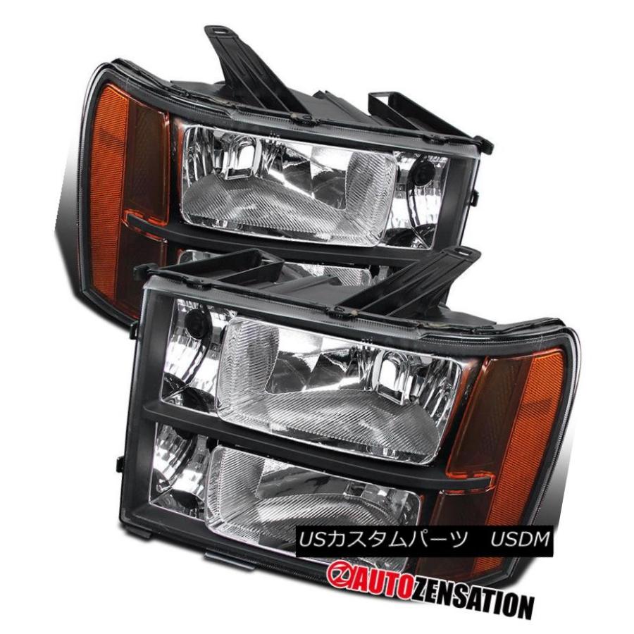 ヘッドライト GMC 07-13シエラデナリハイブリッドユーロダイヤモンドブラックヘッドライトペア GMC 07-13 Sierra Denali H