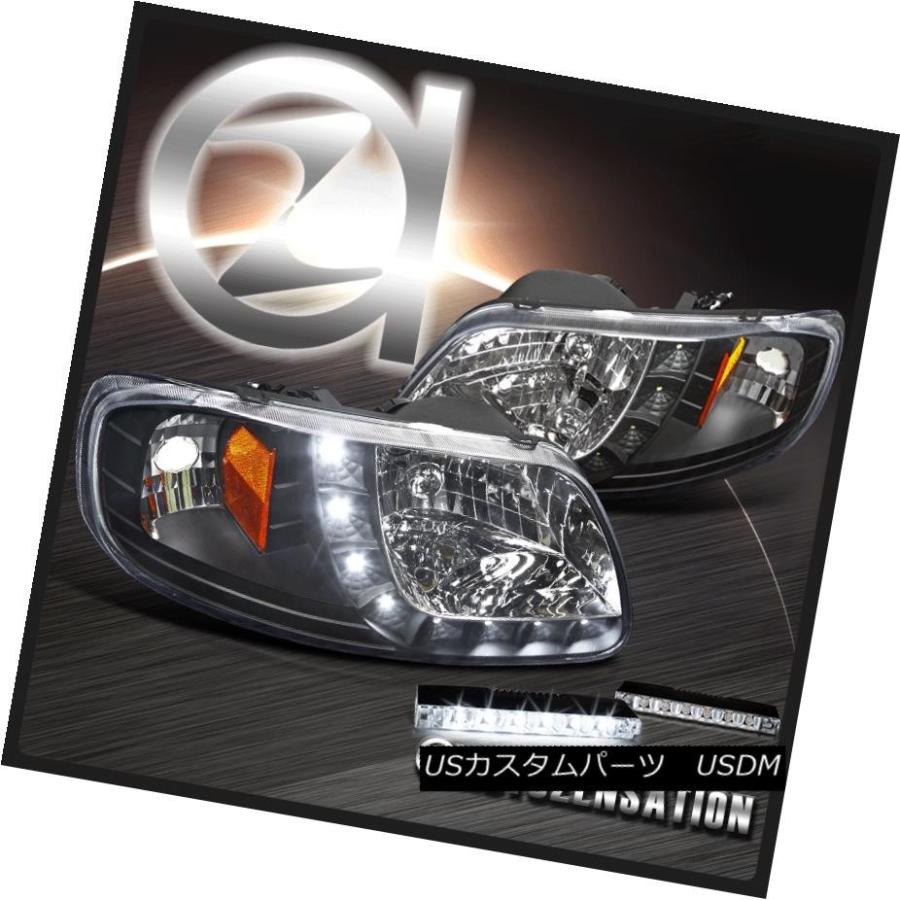 ヘッドライト 93-03フォードF150ブラックSMD LEDストライプヘッドライト+ 6-L   EDバンパーフォグランプ