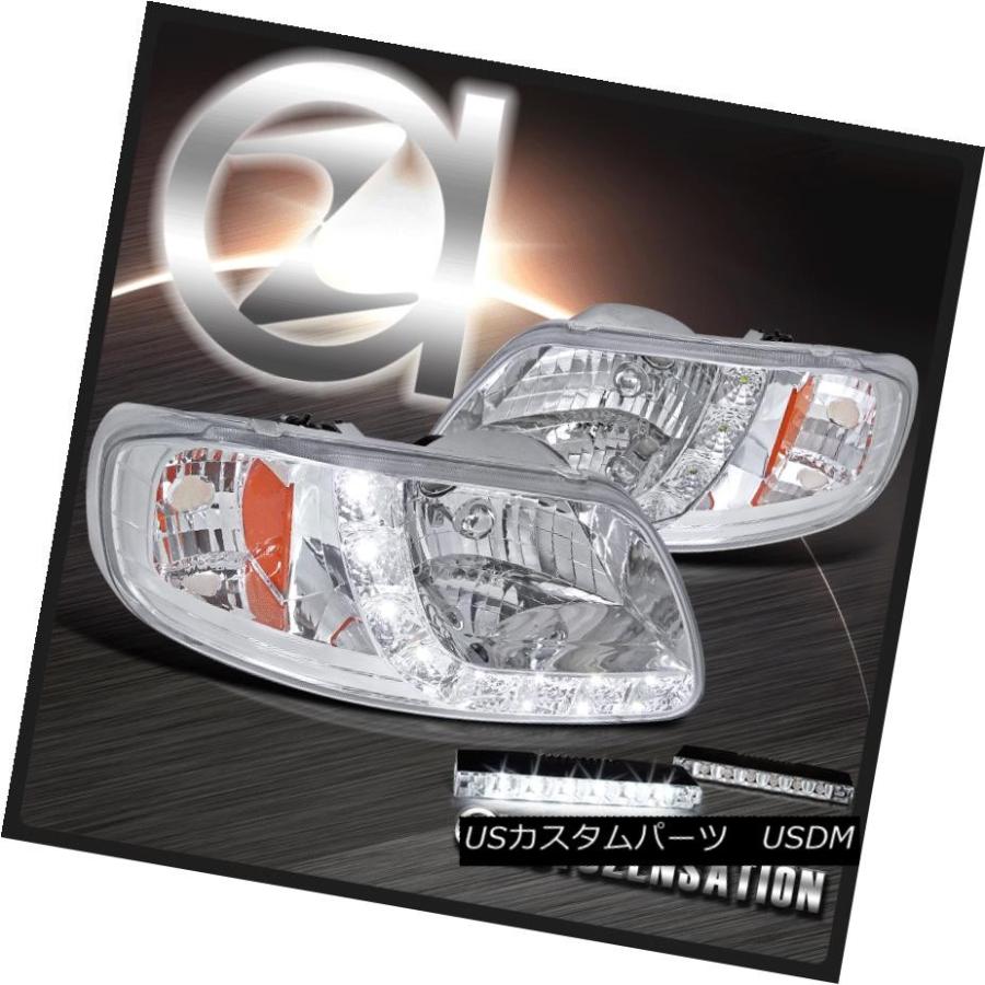 ヘッドライト 97-02 F150遠征クロームSMD LED DRLヘッドライト+ 6-L   EDバンパーフォグランプ 97