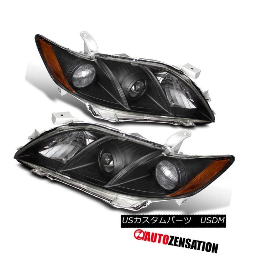 ヘッドライト 07-09トヨタカムリJDMクリスタルブラックアンバープロジェクターヘッドライトヘッドランプ For 07-09 Toyota Camr