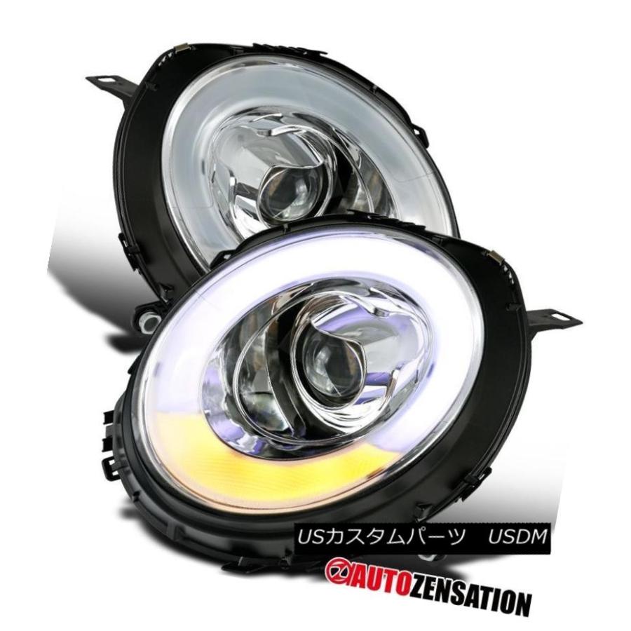 ヘッドライト 07-12ミニクーパーLED DRL Halo Rimsターンシグナルクロームプロジェクターヘッドライト 07-12 Mini Coop