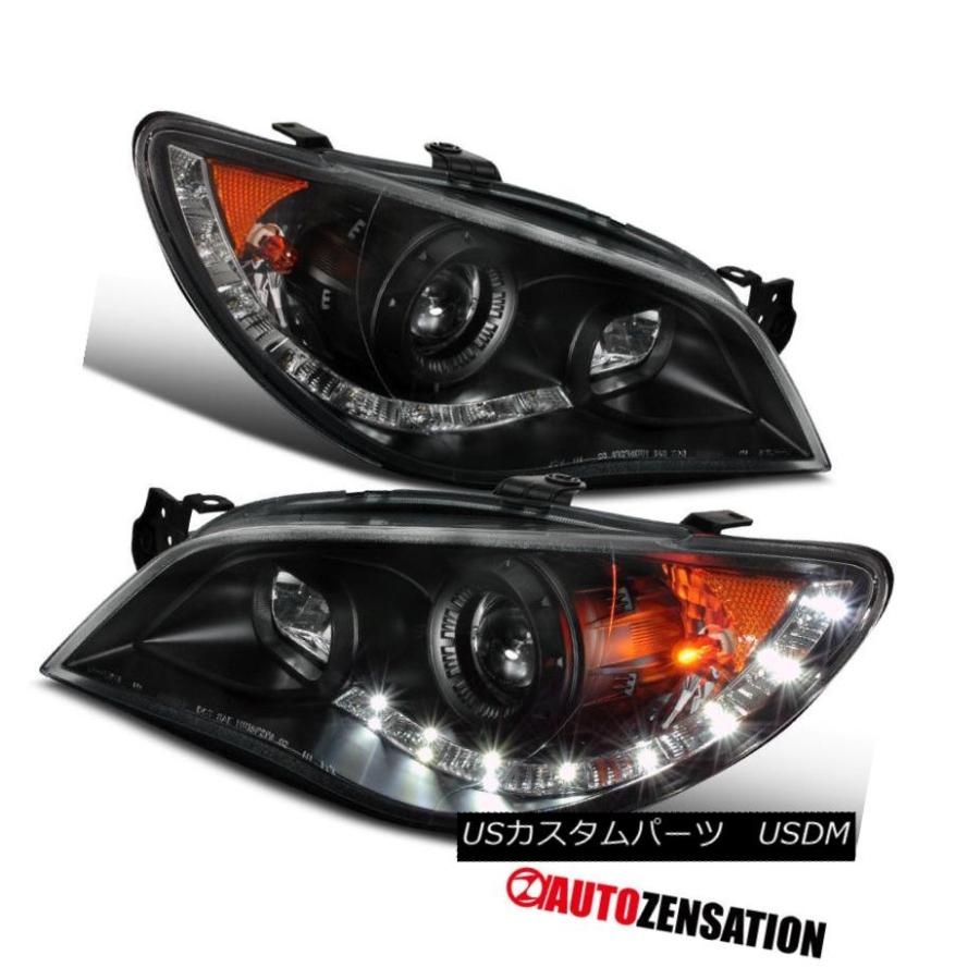 ヘッドライト 06-07用スバルインプレッサWRX R8 LED DRLプロジェクターブラックヘッドライトランプ For 06-07 Subaru I