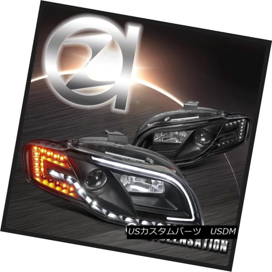 ヘッドライト 2006-2008 Audi A4 LED黒プロジェクターヘッドライト+ LED信号+自動レベリング For 2006-2008 Aud