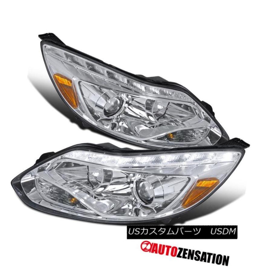 ヘッドライト 12-14フォードフォーカスクロームプロジェクターヘッドライト+ LED DRLライトバー+ LED信号 12-14 Ford Focu