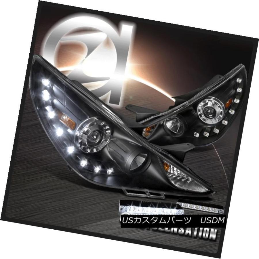 ヘッドライト KDM 11-14ソナタ用ブラックプロジェクターヘッドライト（SMD LEDバンパーランプ付）DRL 6000K For KDM 11-