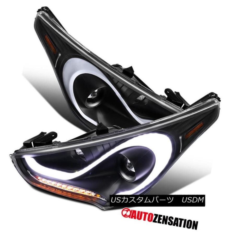 ヘッドライト 現代ベロスターブラックLED DRLシーケンシャル信号用2-15用プロジェクターヘッドライト For 2-15 Hyundai Velo