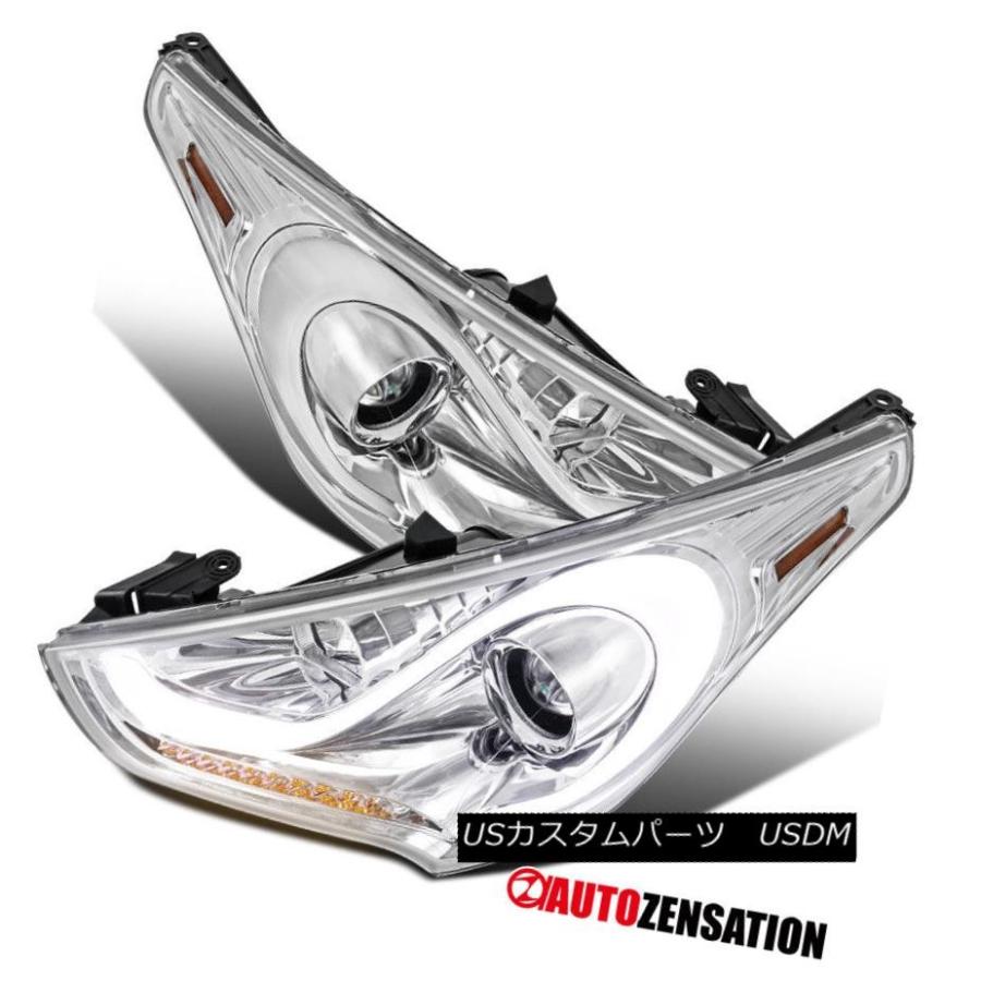 ヘッドライト Hyundai Veloster Chrome LED DRLシーケンシャルシグナルプロジェクターヘッドライト12-15用 For 12