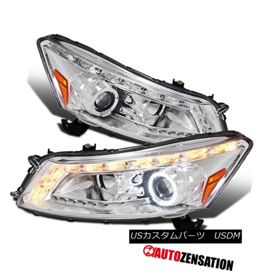 前照灯 相応う08-12ホンダ調和4drクロームLED DRLハロープロジェクターヘッドライト Fit 08-12 Honda Accor その他ライト-車、バイク、自転車-自動車