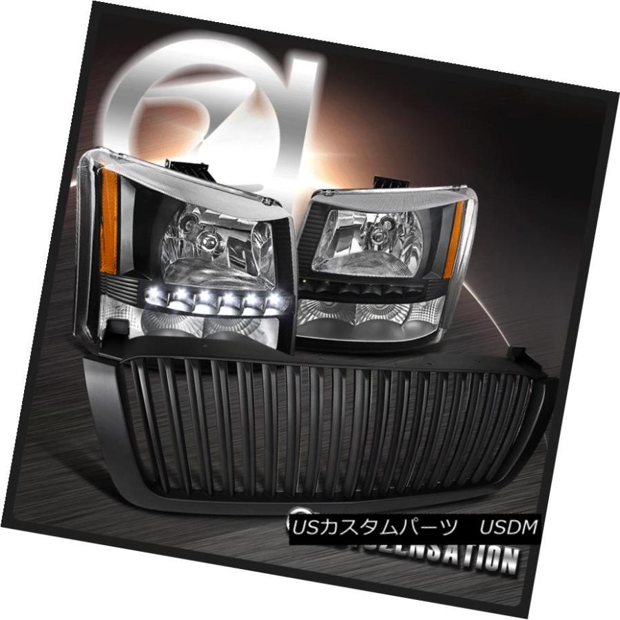 ヘッドライト 03-05シボレーシルバラード1PCブラックSMD LED DRLクリスタルヘッドライト+バンプ  er Lam