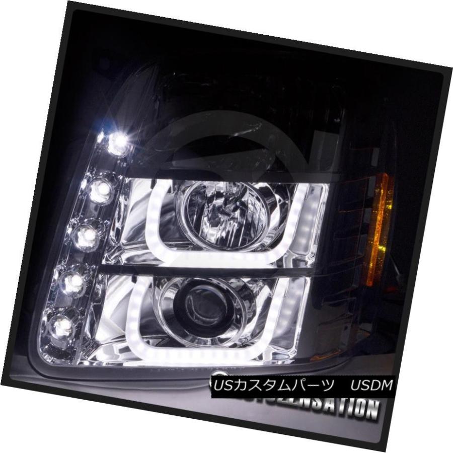 ヘッドライト 07-14 GMC Yukon XLデナリクロームハロープロジェクターヘッドライト+ 6-L   ED DRLフの画像