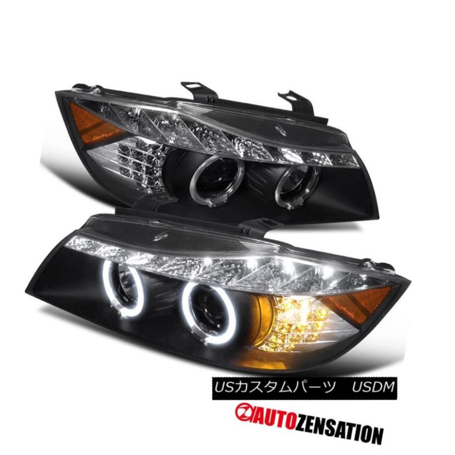 ヘッドライト 06-08 BMW E90 3シリーズ4DrブラックDRL Halo LEDシグナルプロジェクターヘッドライト 06-08 BMW E9