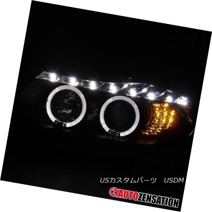 ヘッドライト 06-08 BMW E90 3シリーズ4DrブラックDRL Halo LEDシグナルプロジェクターヘッドライト 06-08 BMW E9の画像