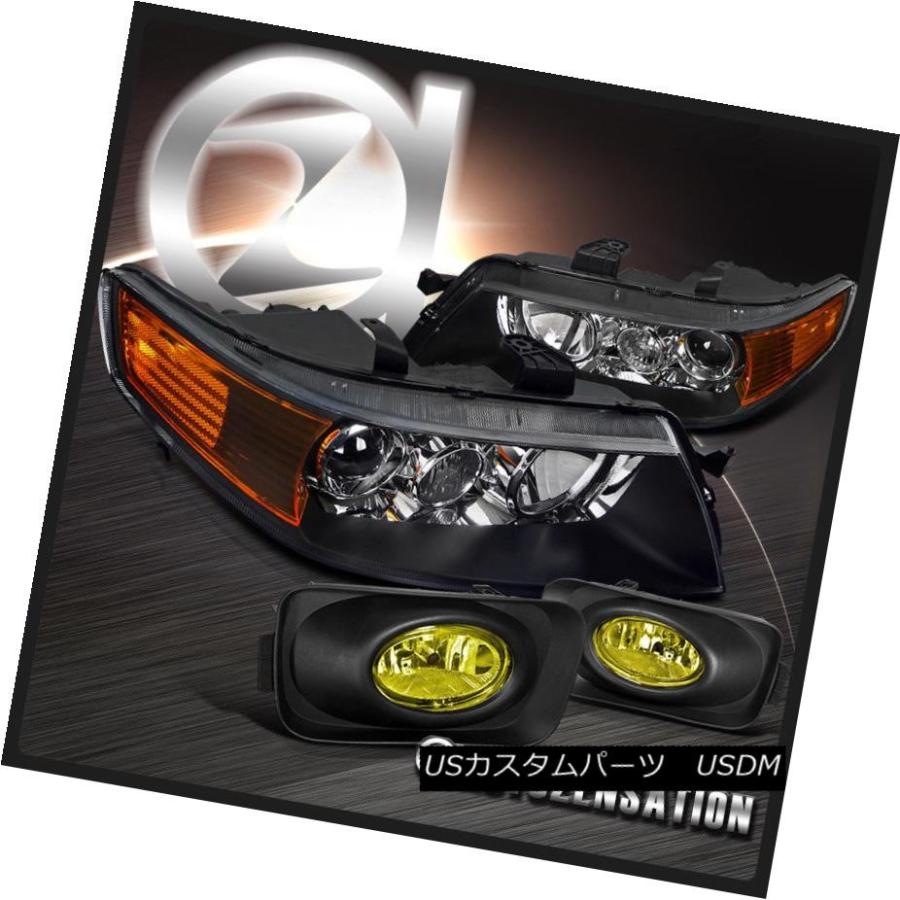 ヘッドライト 2004-2005 Acura TSXブラックプロジェクターヘッドライト+イエロー 低フォグランプスイッチキット