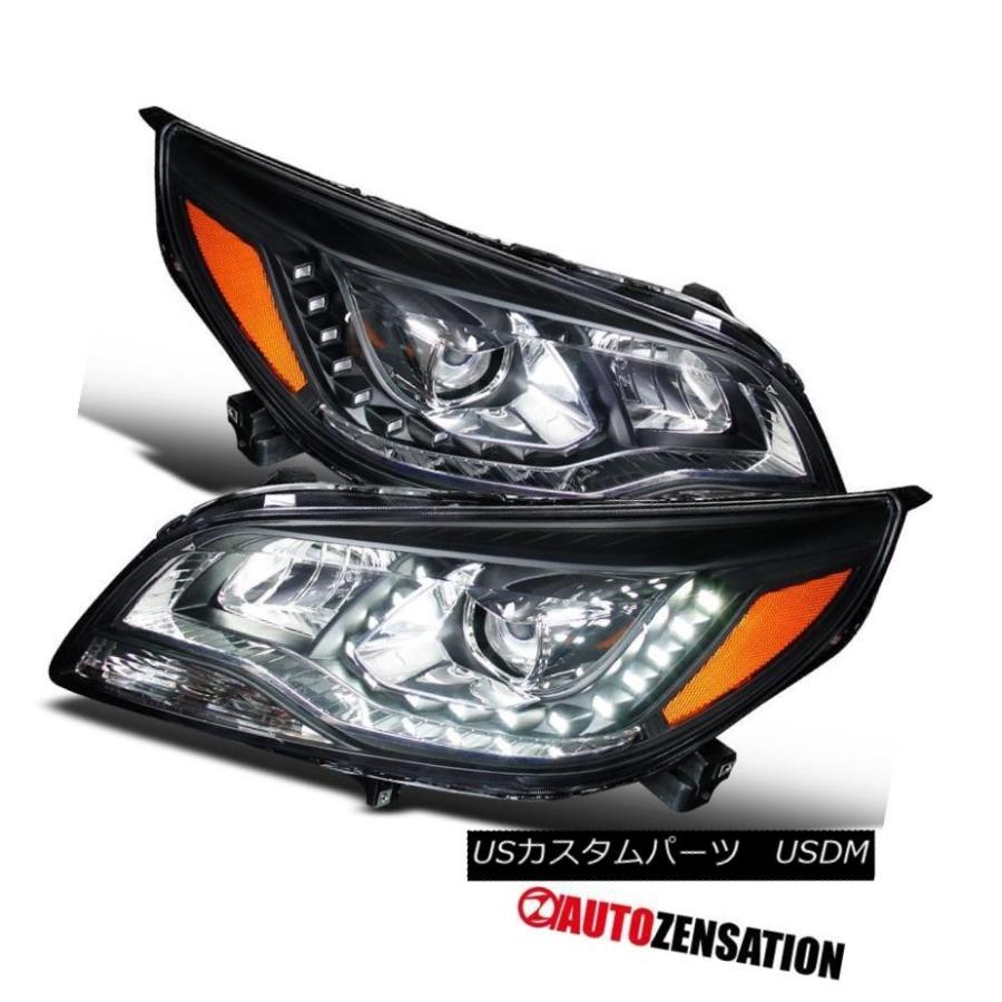 ヘッドライト Chevy 2013-2015 Malibu Black Halo LED DRLプロジェクターヘッドライトヘッドランプ Chevy 2