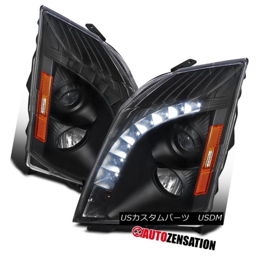 ヘッドライト 2008-2014キャデラックCTS交換用ブラックSMD LEDプロジェクターヘッドライトヘッドランプ 2008-2014 Cadill