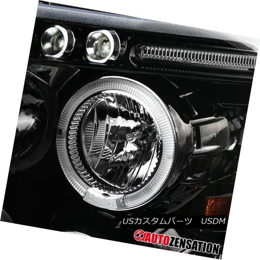前照灯 07-14シボレーシルバラードスリックブラックLED DRLハロープロジェクターヘッドライトランプペア 07-14 Chevy Silv