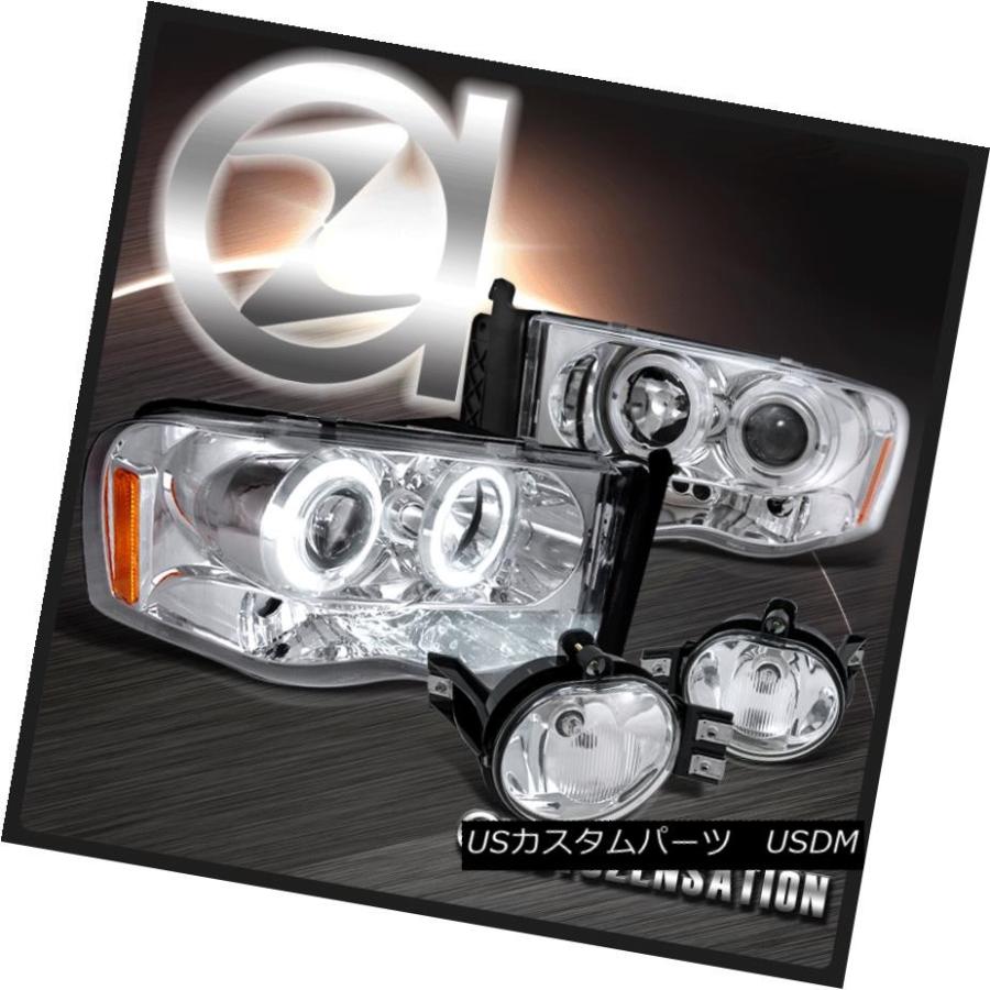 ヘッドライト 02-05 Dodge Ram 1500クロームLEDハロープロジェクターヘッドライト+ Cle   ar Fo