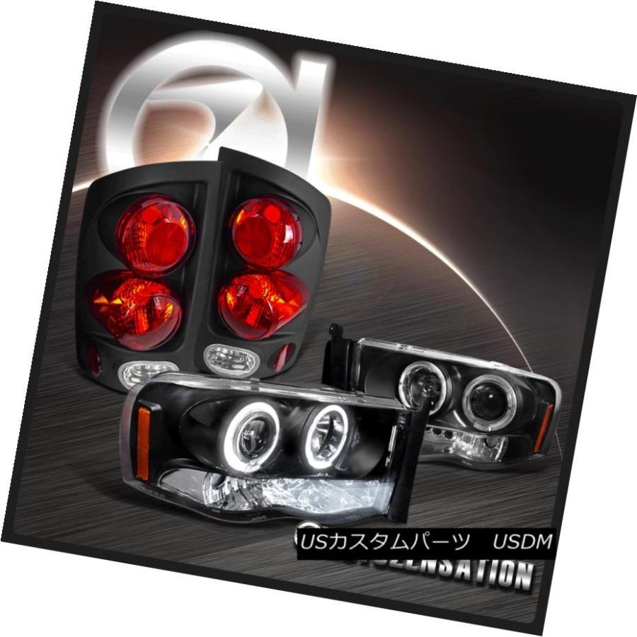 ヘッドライト 02-05 Ram 1500ブラックデュアルハローLEDプロジェクターヘッドライト+ 3Dテールブレーキランプ 02-05 Ram 15