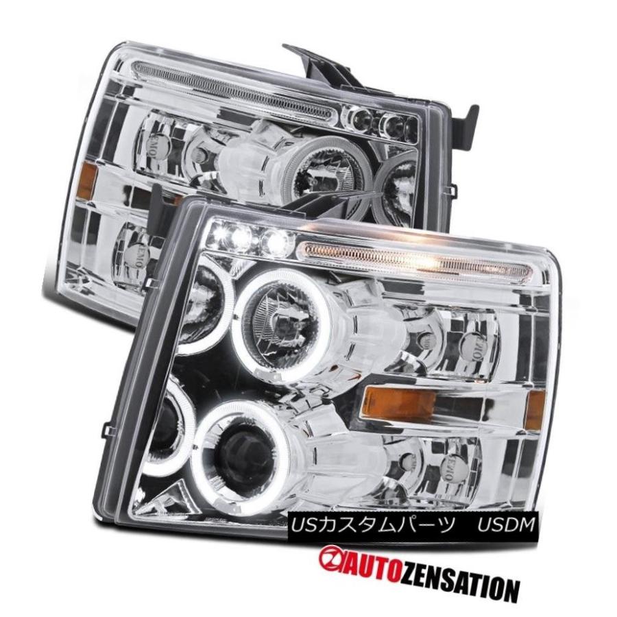 ヘッドライト 07-14シボレーシルバラードクロームLED DRLハロープロジェクターヘッドライト 07-14 Chevy Silverado Chr