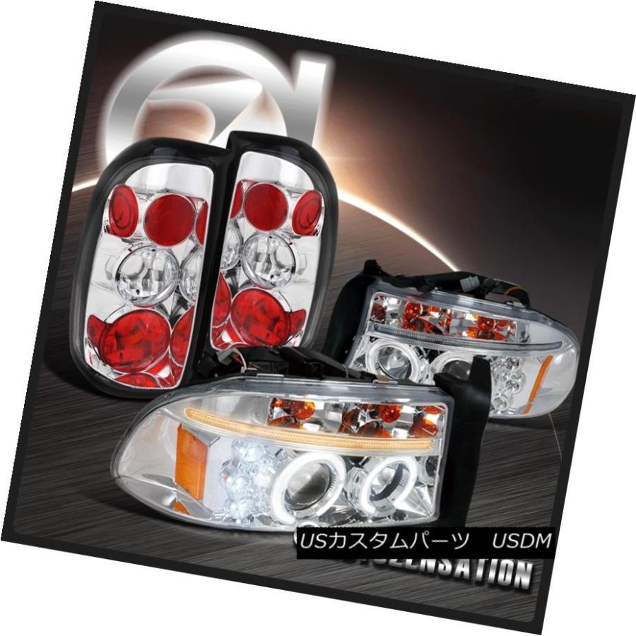 ヘッドライト 97-04 Dakota Chrome Halo LED DRLプロジェクターヘッドライト+ Cle   arテ