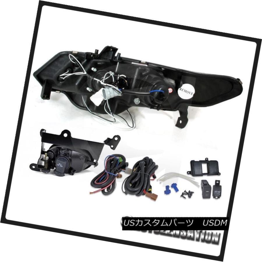 ヘッドライト フィット06-08 Honda Civic 2drクロームハロープロジェクターLEDヘッドライト+ブーム  /フ_2