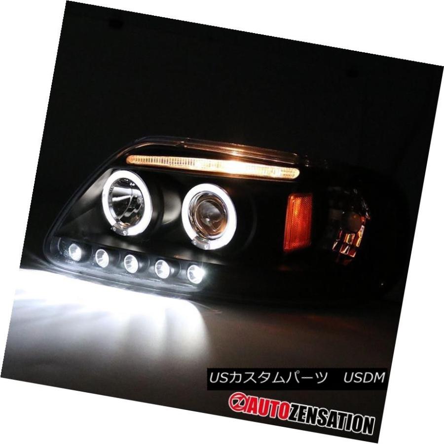 ヘッドライト LED DRLハロープロジェクターヘッドライトブラックfor 97-03 Ford F150 / 97-02遠征 LED DRL Halの画像