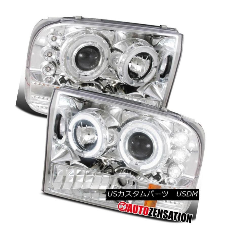ヘッドライト 99-04 Ford F250 F350 F450 F550スーパーデューティLEDハロープロジェクターヘッドライトペア 99-04 F(28233円)