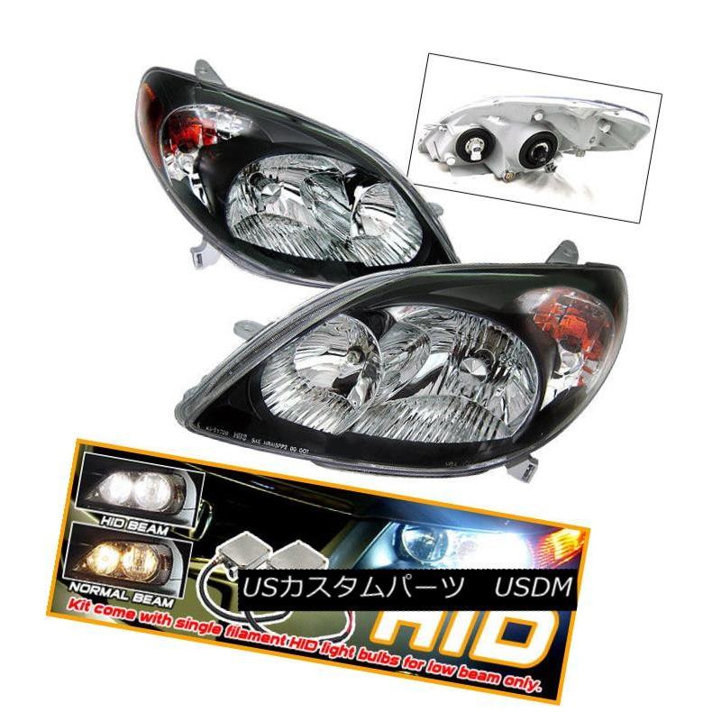 ヘッドライト フィット03-05トヨタマトリックスブラックヘッドライトJDMキセノンHID Fits 03-05 Toyota Matrix Blac