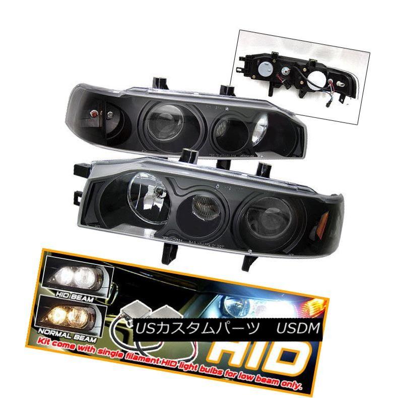 前照灯 填まる90-93ホンダアコードブラックプロジェクターヘッドライト+キセノンHID Fits 90-93 Honda Accord Bl